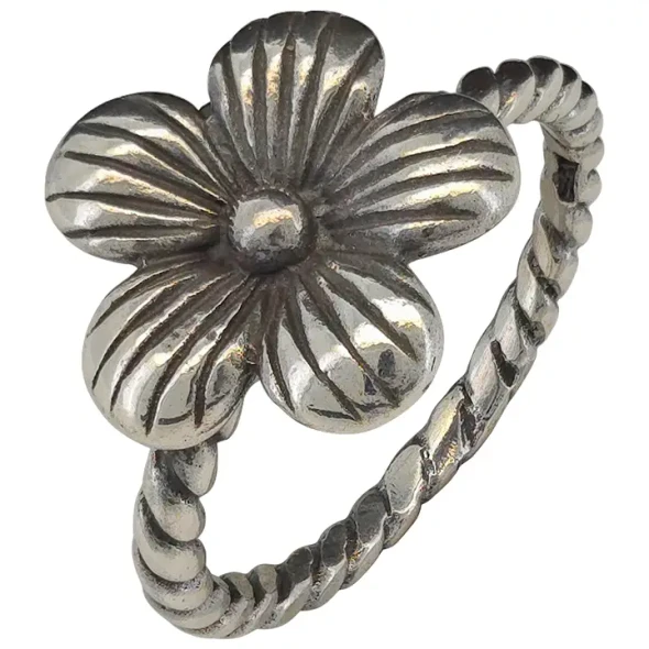 Oxidized Sterling Silver Flower Ring