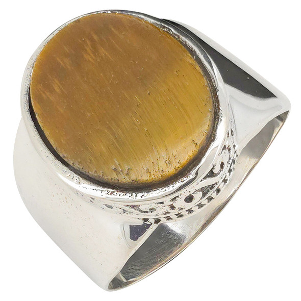 Tiger Eye Scrollwork Sterling Silver Ring