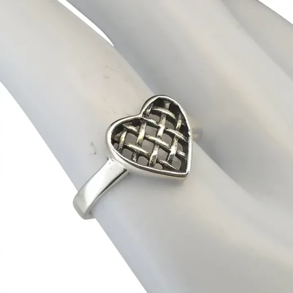 Lattice Heart Sterling Silver Ring