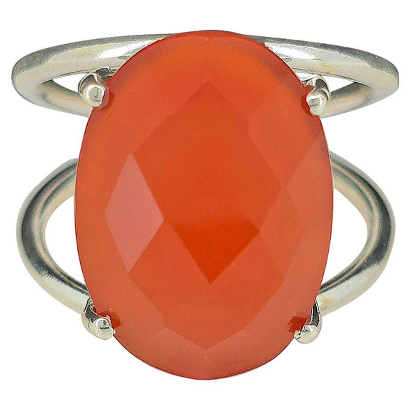 Handmade Faceted Red Onyx Sterling Silver Ring