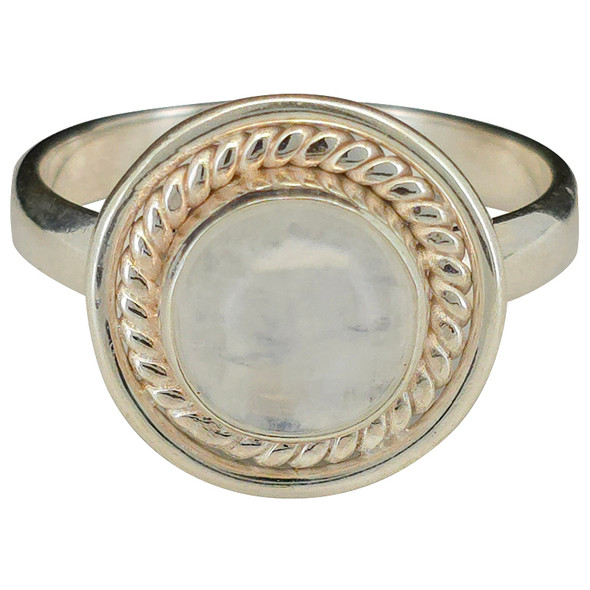 Moonstone Twisted Rope Sterling Silver Ring