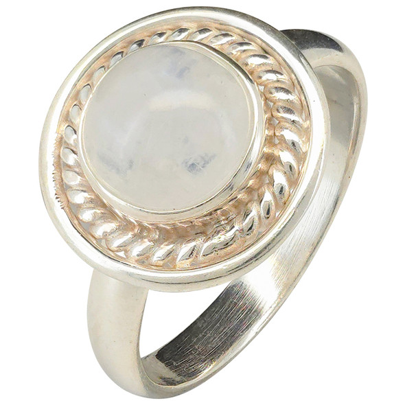 Moonstone Twisted Rope Sterling Silver Ring