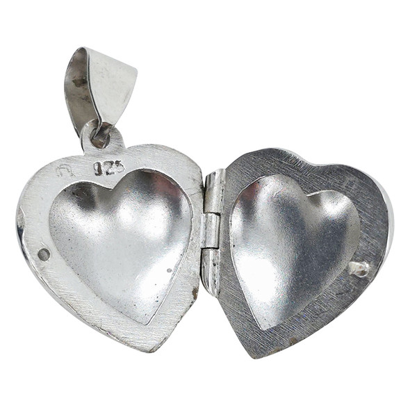 Engraved Heart Sterling Silver Locket Pendant