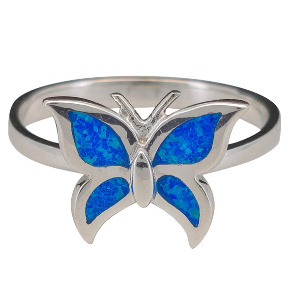 Opalite Butterfly Inlay Sterling Silver Ring