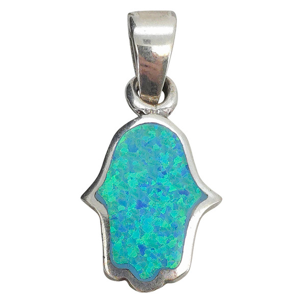 Opalite Hamsa Sterling Silver Pendant