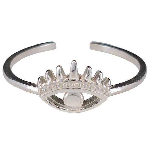 Evil Eye Sterling Silver Adjustable Ring