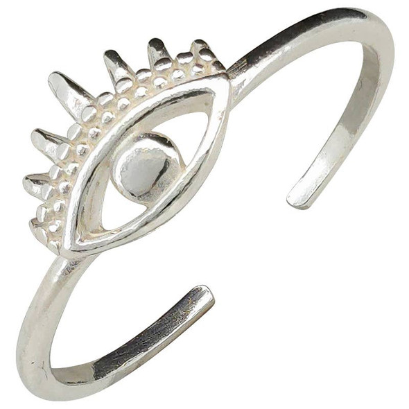 Evil Eye Sterling Silver Adjustable Ring
