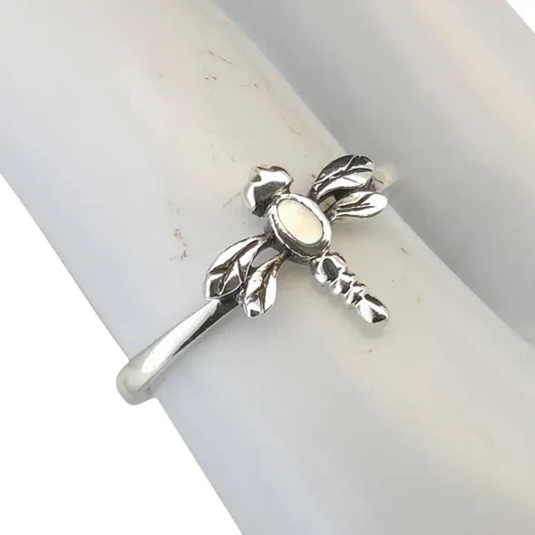 Mother of Pearl Sterling Silver Dragonfly Ring