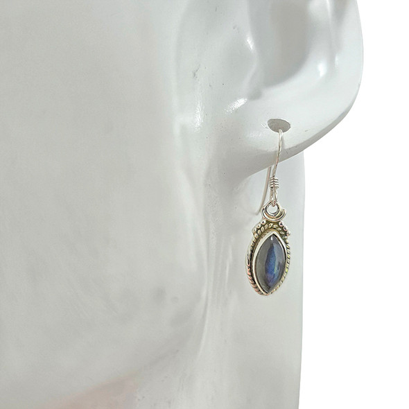 Labradorite Twisted Rope Sterling Silver Hook Earrings