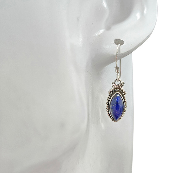 Lapis Twisted Rope Sterling Silver Hook Earrings