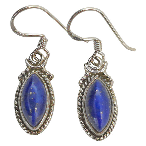 Lapis Twisted Rope Sterling Silver Hook Earrings