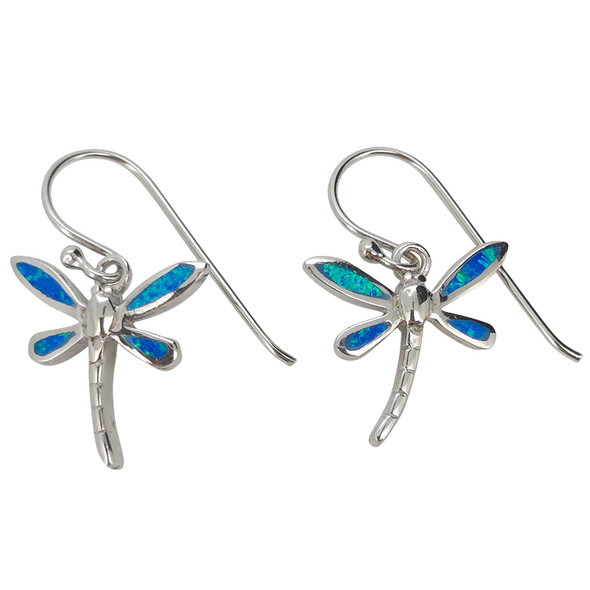 Opalite Marquise&Teardrop Dragonfly Sterling Silver Hook Earrings