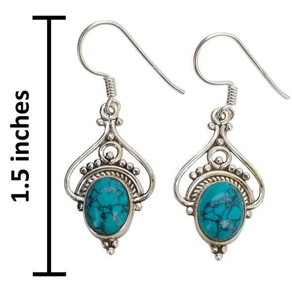 Howlite Scrollwork Sterling Silver Hook Earrings