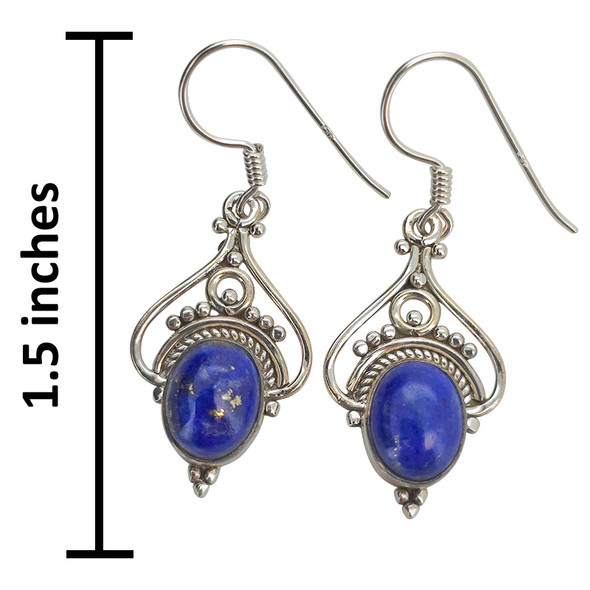 Lapis Scrollwork Sterling Silver Hook Earrings