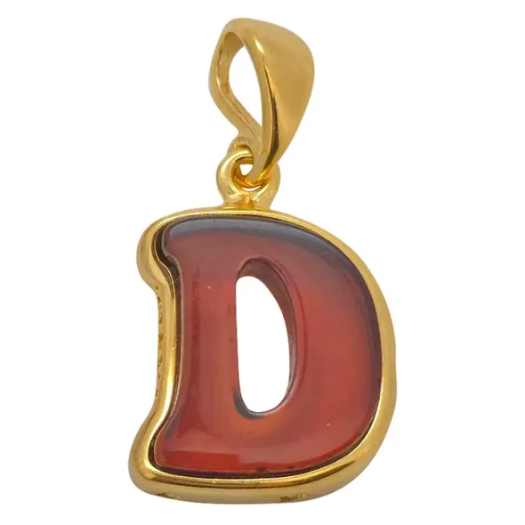 Letter D Pendant Amber Gold Plated Silver Alphabet Collection