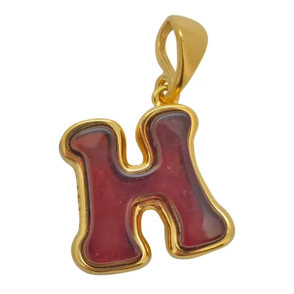 Letter H Pendant Amber Gold Plated Silver Alphabet Collection