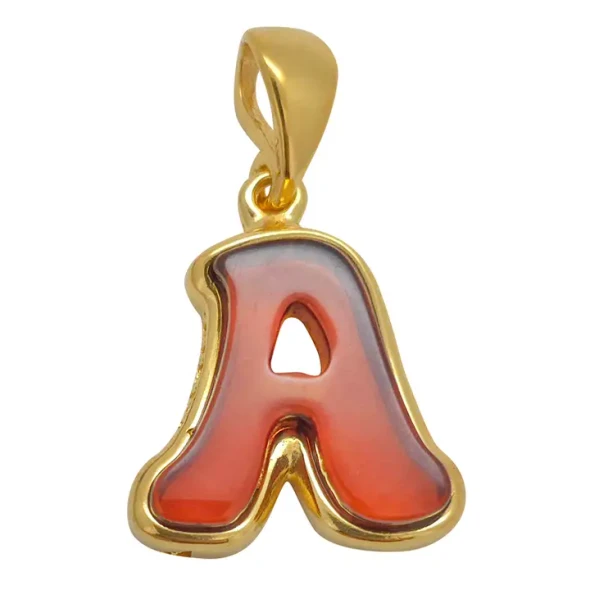 Letter A Pendant Amber Gold Plated Silver Alphabet Collection
