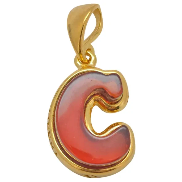 Letter C Pendant Amber Gold Plated Silver Alphabet Collection