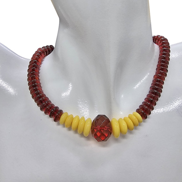 Multicolor Amber Beaded Necklace 18''