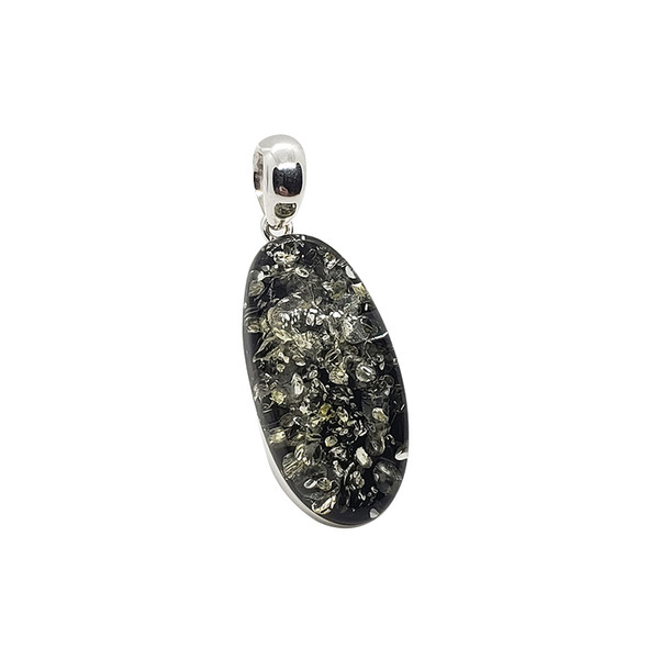 Green Amber Sterling Silver Pendant (3042)