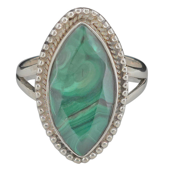 Faceted Malachite Sterling Silver Ring