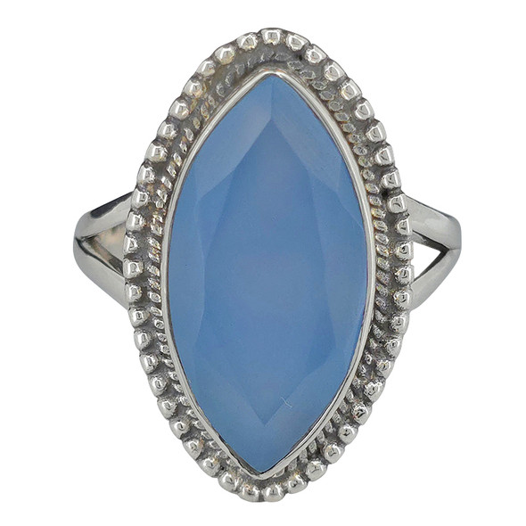 Faceted Blue Chalcedony Sterling Silver Ring