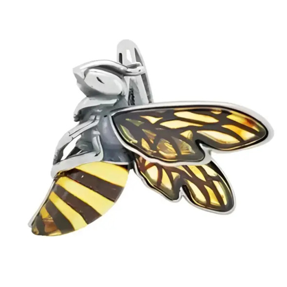 Baltic Amber Cameo Adjustable Bee Ring