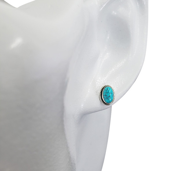 Howlite Stud Silver Earrings