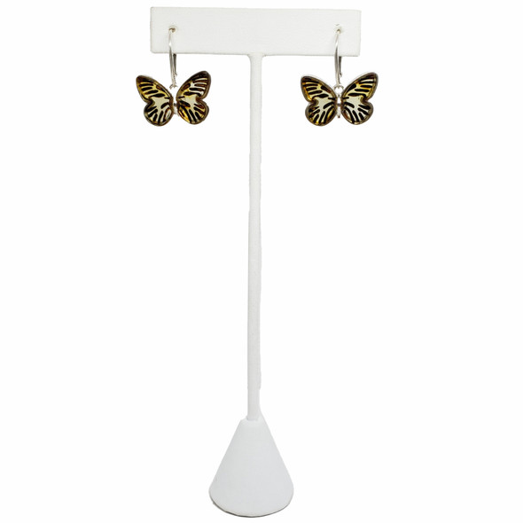 Cameo Amber Butterfly Earrings On Hooks