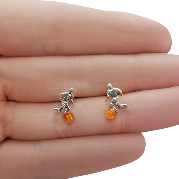 Football Cognac Amber Stud Earrings