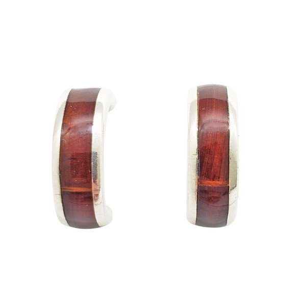 Cherry Amber Sterling Silver Hoop Earrings