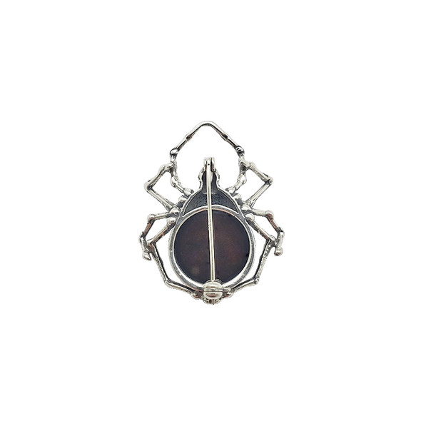Cherry Amber Sterling Silver Spider Pin/Brooch