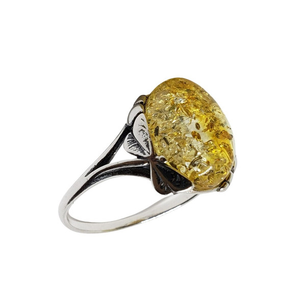 Dragonfly Citrine Amber Sterling Silver Ring