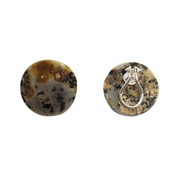 Amber Clip-On Earrings. Natural-Color Amber Stones Made With Sterling Silver.