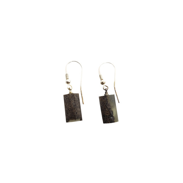 Matte Natural Black Amber Earrings with Intense Inclusions