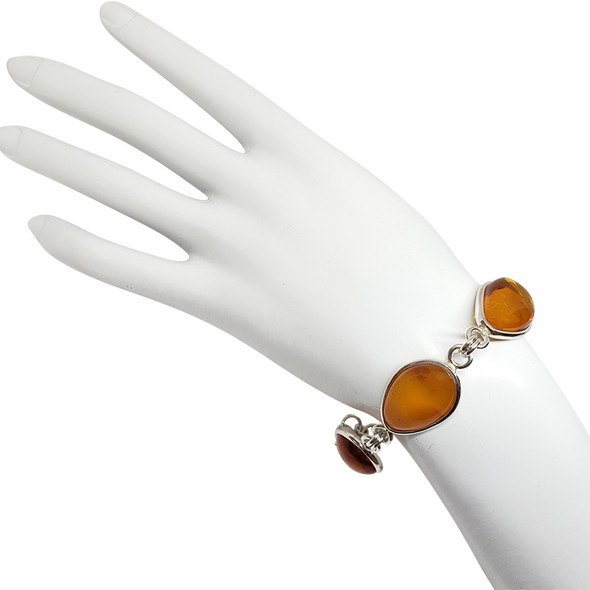 Cognac Amber Sterling Silver Handmade Bracelet