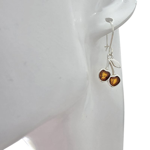 Cherry Silver Earrings On Hooks