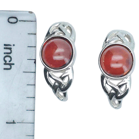 Celtic Cherry Amber Sterling Silver Earrings