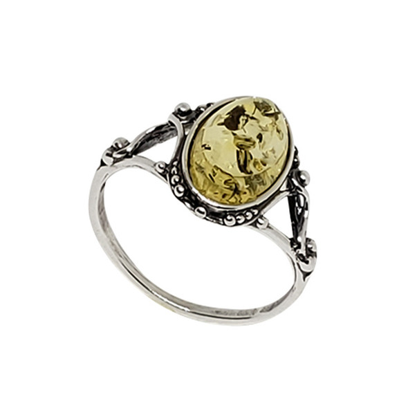 Citrine Amber Sterling Silver Ring