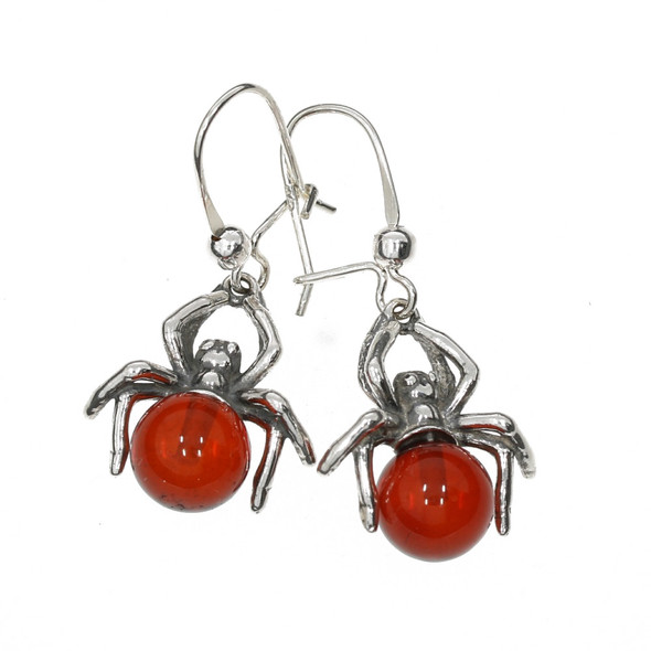 Cherry Amber Spider Earrings