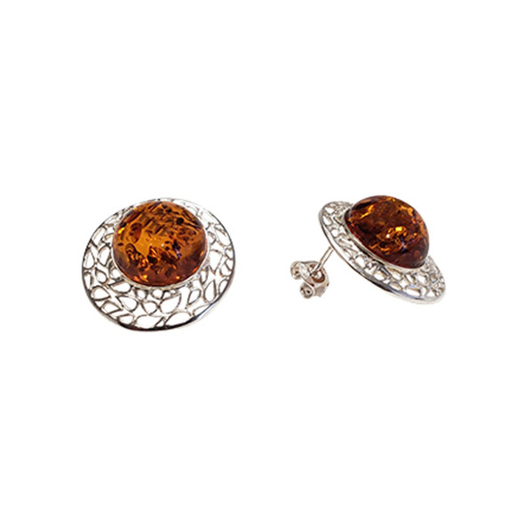 Baltic Amber Filigree Sterling Silver Earrings. Amber Jewelry