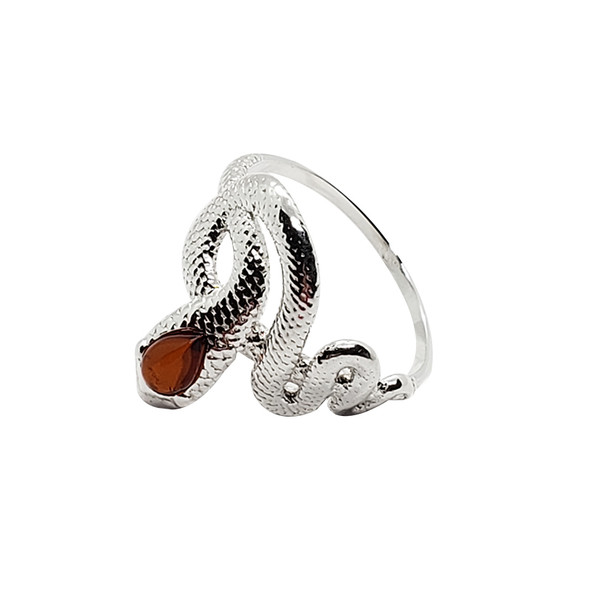 Snake Cherry Amber Sterling Silver Ring