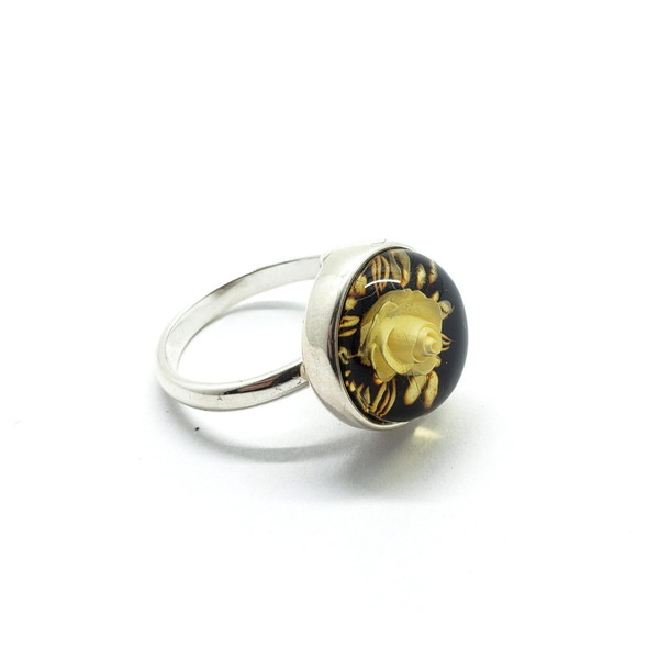 Amber Cameo/Intaglio Rose Adjustable Rings