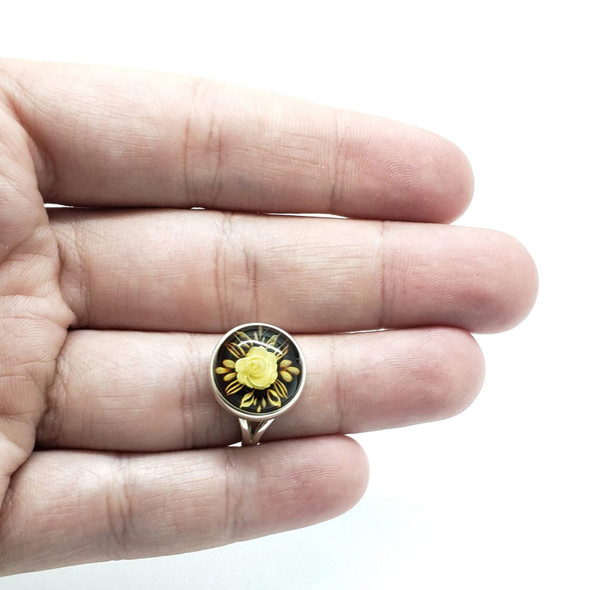 Amber Cameo/Intaglio Rose Adjustable Rings