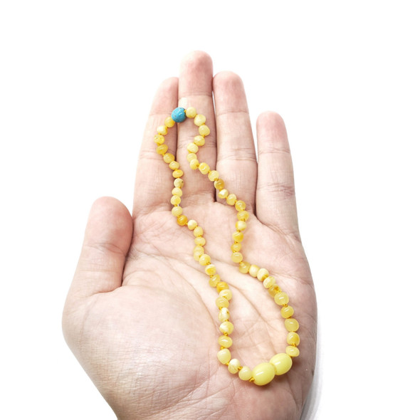 Butterscotch Amber / Howlite Baby / Teething Necklace, SCREW CLASP 12‚Ä≥