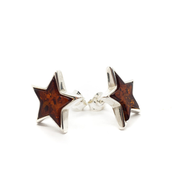 Baltic Amber Sterling Silver Star Earrings