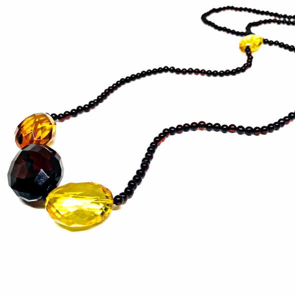 Multi Color Amber Bead Necklace 46"
