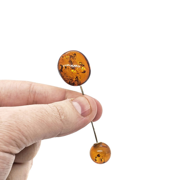 Cognac Amber .925 Silver Pin