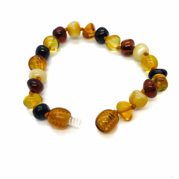 Multi Color Amber Baby Bracelet, SCREW CLASP
