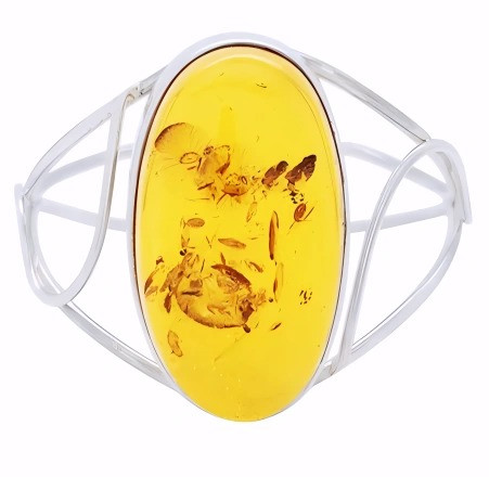 Handmade Cognac Amber Open Cuff Bracelet